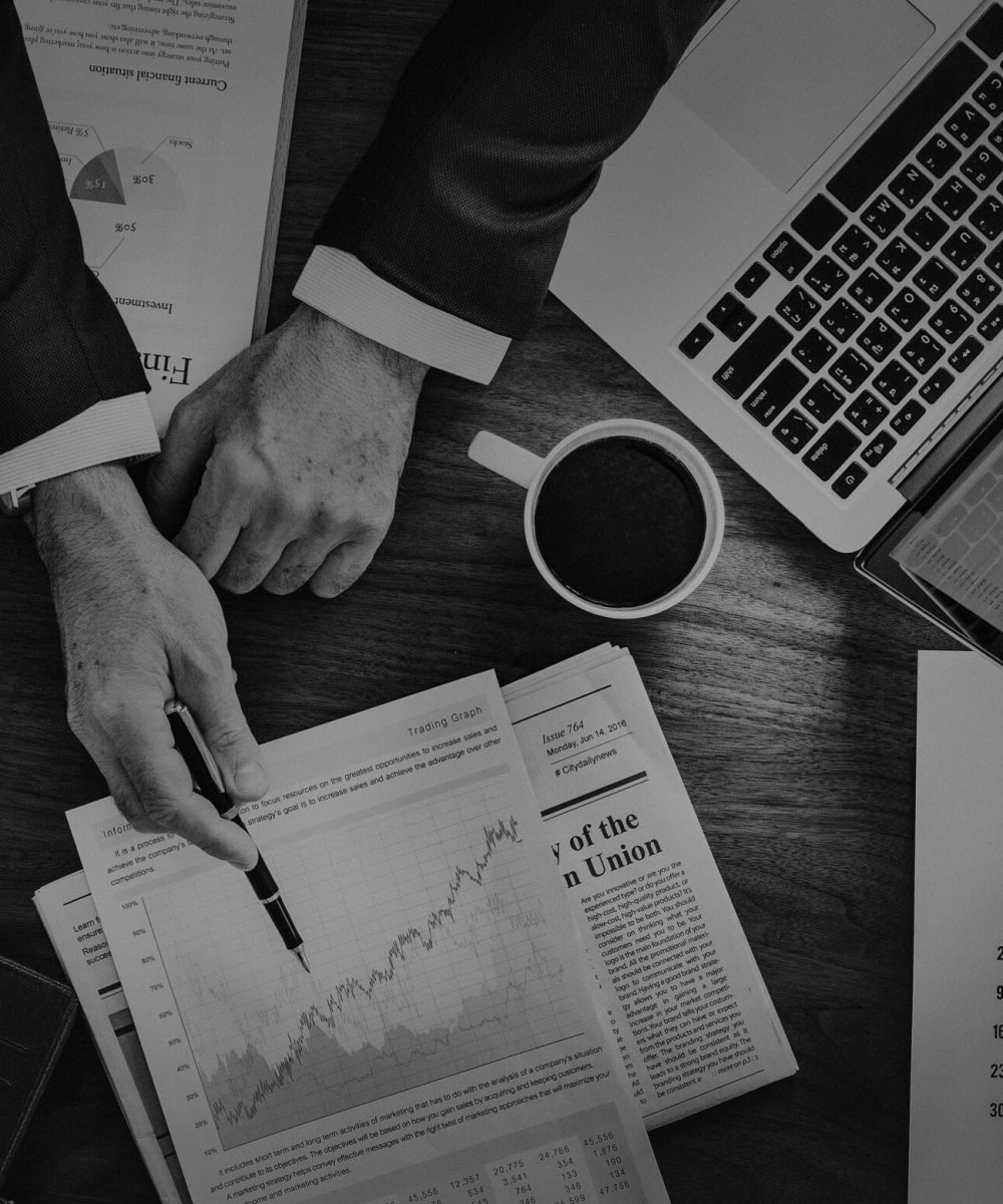 Aerial view of business data analysis graph